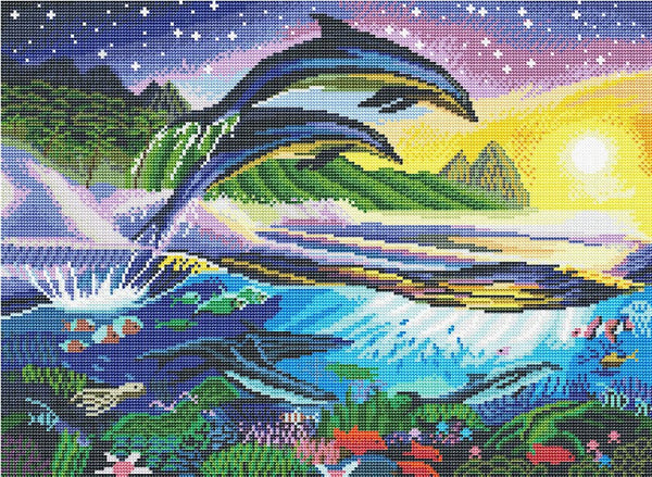 Allure - Gifts & Designs Diamond Paintings Dolphins - 55cm x 40cm Square Drill