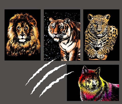 Allure - Gifts & Designs Scratch Paintings A4 Predator Animal Series - Set of 4