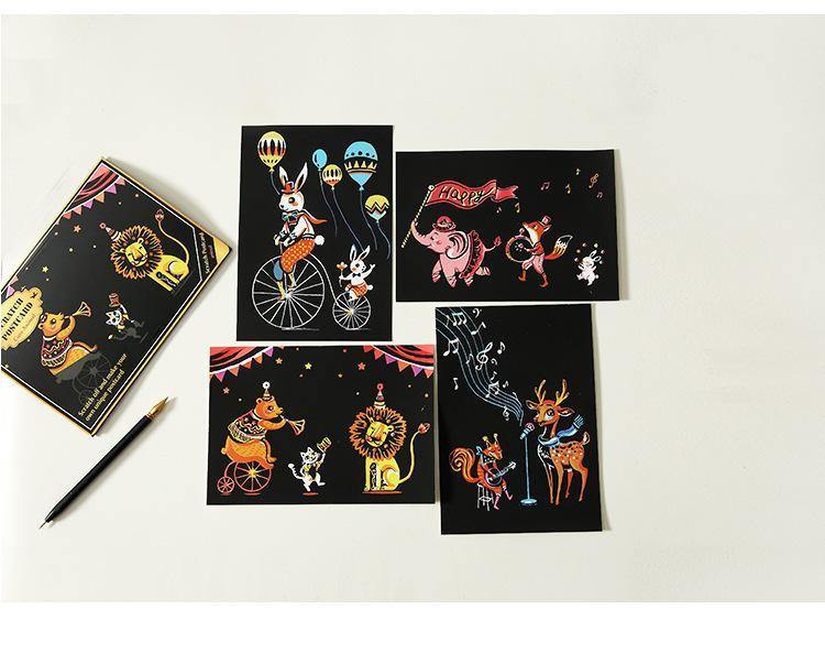 Allure - Gifts & Designs Scratch Paintings Circus Series - Set of 4 - A5 Kids Scratch Painting