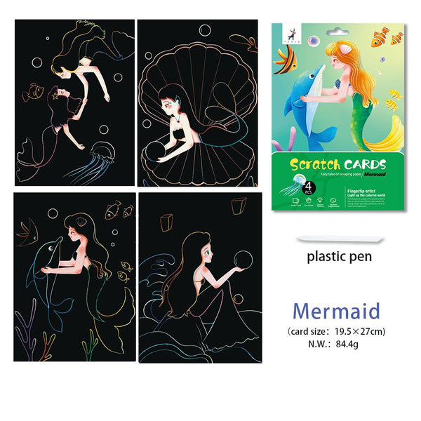 Allure - Gifts & Designs Scratch Paintings Mermaid Kids Scratch Art - 4 Pieces