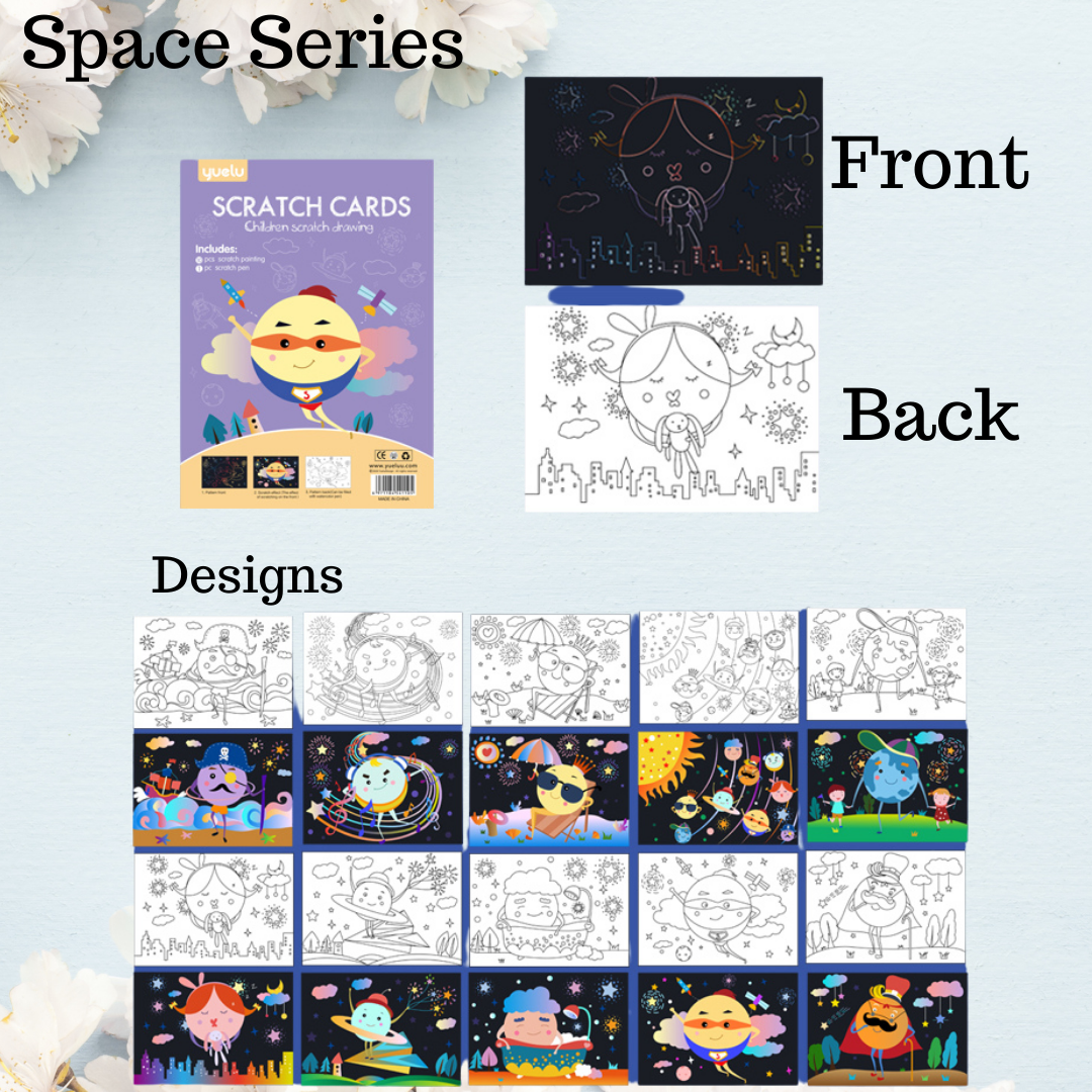 Allure - Gifts & Designs Scratch Paintings Space Kids Scratch & Colouring Art - 10 Pieces