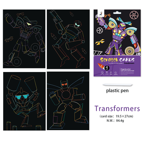 Allure - Gifts & Designs Scratch Paintings Transformers Kids Scratch Art - 4 Pieces
