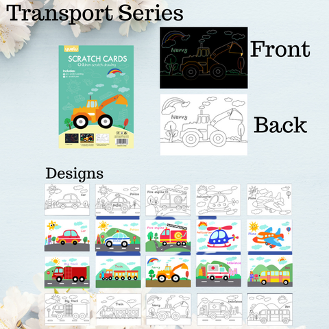 Allure - Gifts & Designs Scratch Paintings Transport Kids Scratch & Colouring Art - 10 Pieces